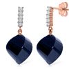 Genuine 30.65 ctw Sapphire & Diamond Earrings Jewelry 14KT Rose Gold - REF-59Z9N