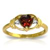 Genuine 0.96 ctw Garnet & Diamond Ring Jewelry 14KT Yellow Gold - REF-40K3V