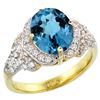 Natural 2.92 ctw london-blue-topaz & Diamond Engagement Ring 14K Yellow Gold - REF-103Y2X