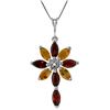 Genuine 2.0 ctw Garnet, Citrine & Diamond Necklace Jewelry 14KT White Gold - REF-47Z4N
