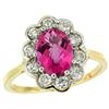 Natural 2.34 ctw Pink-topaz & Diamond Engagement Ring 14K Yellow Gold - REF-81M4H