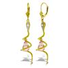 Genuine 4.56 ctw Pink Topaz & Diamond Earrings Jewelry 14KT Yellow Gold - REF-91T4A
