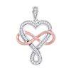 Image 1 : 0.12 CTW Diamond Heart Infinity Pendant 10KT Two-tone Gold - REF-14X9Y
