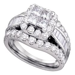 2 CTW Princess Diamond Cluster Bridal Engagement Ring 14KT White Gold - REF-194W9K