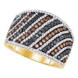 1.56 CTW Black Cognac-brown Color Diamond Ring 10KT Yellow Gold - REF-67N4F