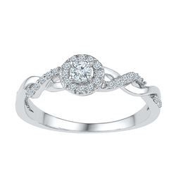 0.21 CTW Diamond Solitaire Bridal Engagement Ring 10KT White Gold - REF-23N2F