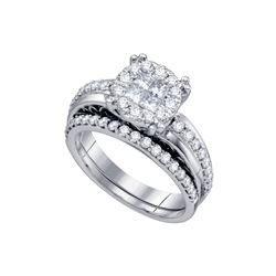 1.01 CTW Princess Diamond Soleil Bridal Engagement Ring 14KT White Gold - REF-132Y2X