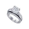 Image 1 : 1.01 CTW Princess Diamond Soleil Bridal Engagement Ring 14KT White Gold - REF-132Y2X