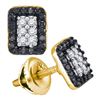 Image 1 : 0.33 CTW Black Color Diamond Rectangle Cluster Earrings 10KT Yellow Gold - REF-19M4H