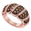 Image 1 : 1.48 CTW Brown Color Diamond Cascading Ring 10KT Rose Gold - REF-82F4N