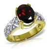 Image 1 : Genuine 3.2 ctw Garnet & Diamond Ring Jewelry 14KT Yellow Gold - REF-114K3V