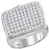 Image 1 : 2.75 CTW Mens Pave-set Diamond Rectangle Cluster Ring 10KT White Gold - REF-187H4M
