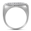 Image 2 : 2.75 CTW Mens Pave-set Diamond Rectangle Cluster Ring 10KT White Gold - REF-187H4M