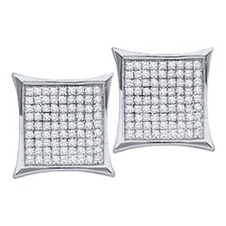 0.05 CTW Diamond Square Kite Cluster Stud Earrings 14KT White Gold - REF-7N4F