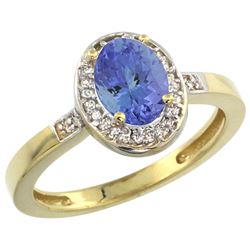 Natural 0.85 ctw Tanzanite & Diamond Engagement Ring 10K Yellow Gold - REF-28K4R