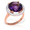 Image 1 : Genuine 6.2 ctw Amethyst & Diamond Ring Jewelry 14KT Rose Gold - REF-91Z4N