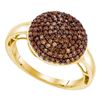 Image 1 : 0.60 CTW Cognac-brown Color Diamond Cluster Ring 10KT Yellow Gold - REF-30W2K