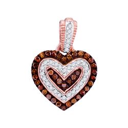 0.20 CTW Red Color Diamond Small Heart Pendant 10KT Rose Gold - REF-19W4K