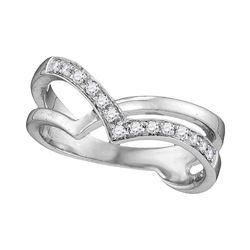 0.16 CTW Diamond Double Strand Crossover Ring 10KT White Gold - REF-22N4F