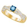 Image 1 : 0.67 CTW Blue Color Diamond Solitaire Bridal Engagement Ring 10KT Yellow Gold - REF-57X2Y