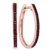 Image 1 : 0.15 CTW Red Color Diamond Hoop Earrings 10KT Rose Gold - REF-24H2M