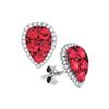 Image 1 : 1.9 CTW Ruby Cluster Diamond Teardrop Earrings 14KT White Gold - REF-119K9W