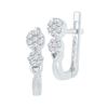 Image 1 : 0.22 CTW Diamond Flower Cluster Hoop Earrings 10KT White Gold - REF-30N2F