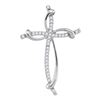 Image 1 : 0.10 CTW Diamond Curved Open Cross Pendant 10KT White Gold - REF-8M9H