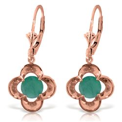 Genuine 1.10 ctw Emerald Earrings Jewelry 14KT Rose Gold - REF-41X4M