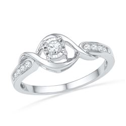 0.16 CTW Diamond Solitaire Promise Bridal Ring 10KT White Gold - REF-22N4F