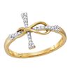 Image 1 : 0.10 CTW Diamond Cross Infinity Ring 10KT Yellow Gold - REF-11X2Y