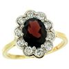 Image 1 : Natural 2.34 ctw Garnet & Diamond Engagement Ring 10K Yellow Gold - REF-70G6M