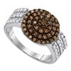 Image 1 : 0.75 CTW Cognac-brown Color Diamond Cluster Ring 10KT White Gold - REF-37Y5X