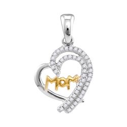 0.20 CTW Diamond Mom Heart Pendant 10KT Two-tone Gold - REF-14Y9X