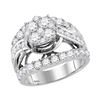 Image 1 : 3.01 CTW Diamond Cluster Bridal Engagement Ring 14KT White Gold - REF-262Y4X