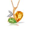 Image 1 : Genuine 4.06 ctw Citrine, Peridot & Diamond Necklace Jewelry 14KT Rose Gold - REF-59Y2F