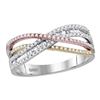 Image 1 : 0.40 CTW Diamond Tri-tone Crossover Ring 10KT White Gold - REF-37W5K