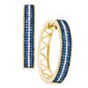 Image 1 : 0.50 CTW Blue Color Diamond Hoop Earrings 10KT Yellow Gold - REF-52F4N