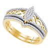 Image 1 : 0.33 CTW Diamond Oval Cluster Bridal Engagement Ring 10KT Yellow Gold - REF-37K5W