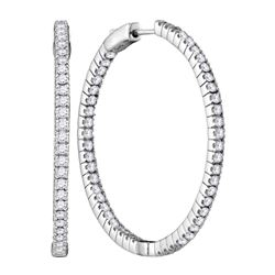 2.85 CTW Diamond Hoop In/Out Earrings 14KT White Gold - REF-404M9H