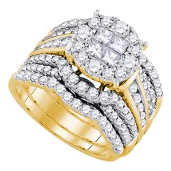 2.52 CTW Princess Diamond Soleil Bridal Engagement Ring 14KT Yellow Gold - REF-262N4F