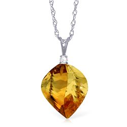 Genuine 11.80 ctw Citrine & Diamond Necklace Jewelry 14KT White Gold - REF-30Z2N