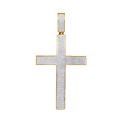 2.23 CTW Mens Diamond Classic Roman Cross Charm Pendant 10KT Yellow Gold - REF-104K9W