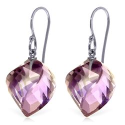 Genuine 21.5 ctw Amethyst Earrings Jewelry 14KT White Gold - REF-36Y9F