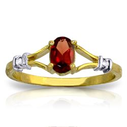 Genuine 0.46 ctw Garnet & Diamond Ring Jewelry 14KT Yellow Gold - REF-27F2Z