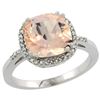 Image 1 : Natural 2.81 ctw Morganite & Diamond Engagement Ring 14K White Gold - REF-69K6R