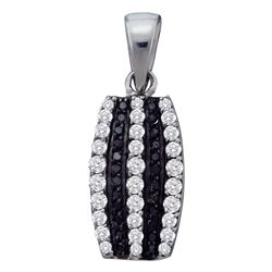 0.39 CTW Black Color Diamond Vertical Pendant 14KT White Gold - REF-26Y9X