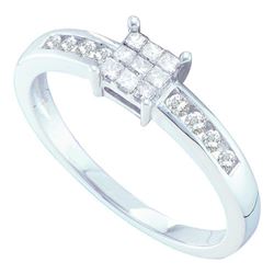 0.26 CTW Princess Diamond Square Cluster Ring 14KT White Gold - REF-34X4Y