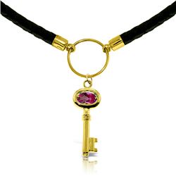 Genuine 0.50 ctw Pink Topaz Necklace Jewelry 14KT Rose Gold - REF-66N2R