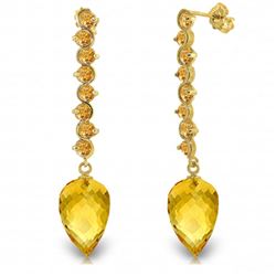 Genuine 22.1 ctw Citrine Earrings Jewelry 14KT Yellow Gold - REF-69R2P